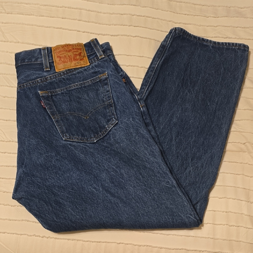 Levi's Men's Shrink To Fit 501 Classic Indigo Straight Jeans, 38 x 30